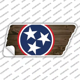 Tri Star on Dark Wood Novelty Tennessee Shape Sticker Decal