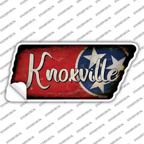 Knoxville Tri Star on Wood Novelty Rusty Effect Tennessee Shape Sticker Decal