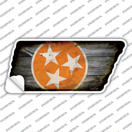 Orange Tri Star Novelty Rusty Effect Tennessee Shape Sticker Decal