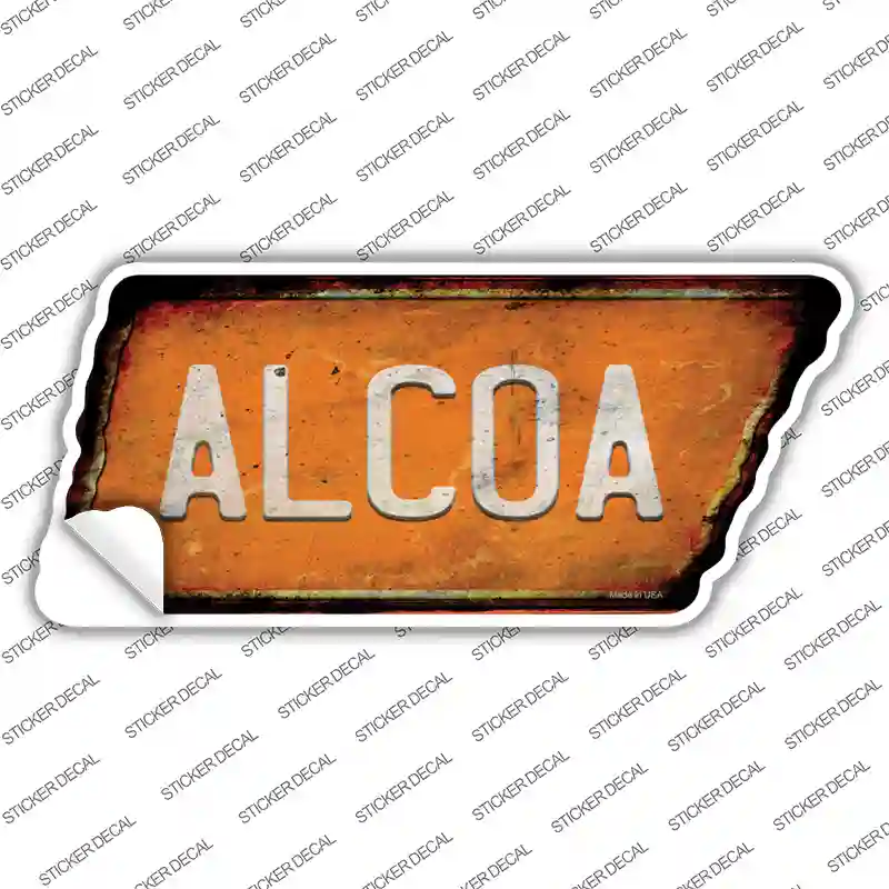 Alcoa Novelty Rusty Effect Tennessee Shape Sticker Decal