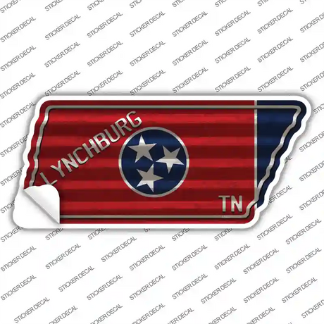 Lynchburg Tennessee Flag Novelty Corrugated Effect Tennessee Shape Sticker Decal