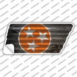 Orange Tri Star on Wood Novelty Corrugated Effect Tennessee Shape Sticker Decal