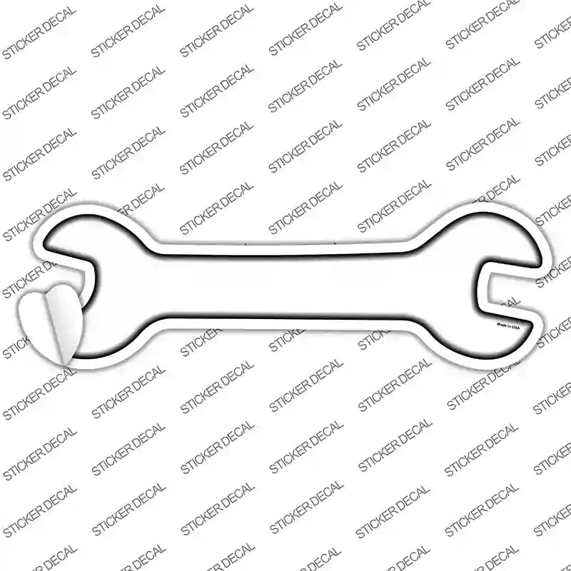 White Novelty Wrench Sticker Decal