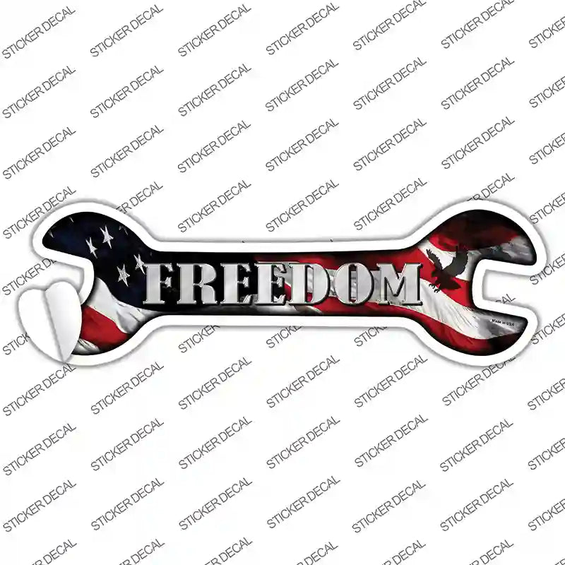 Freedom With American Flag Novelty Wrench Sticker Decal