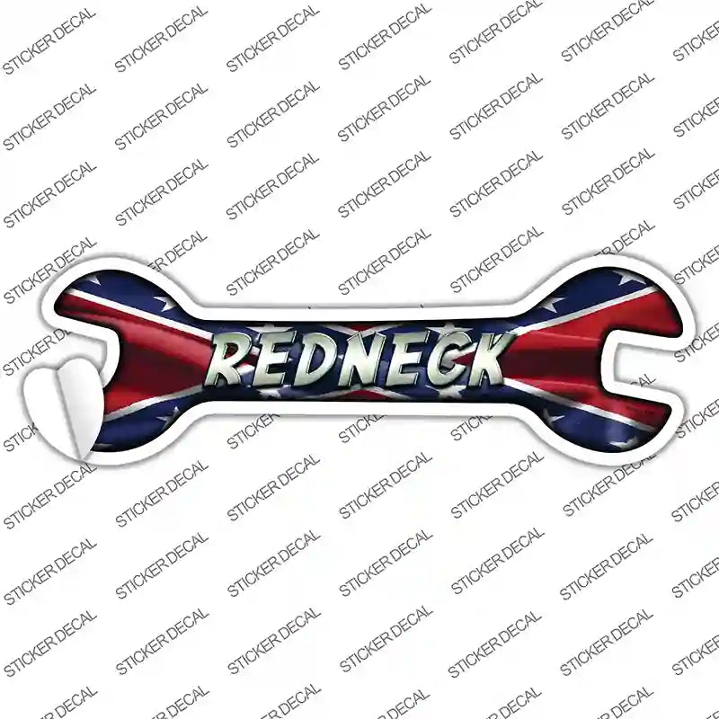 Redneck With Confederate Flag Novelty Wrench Sticker Decal