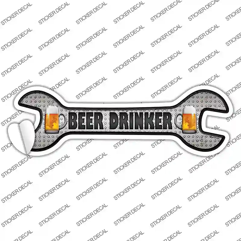 Beer Drinker Novelty Wrench Sticker Decal