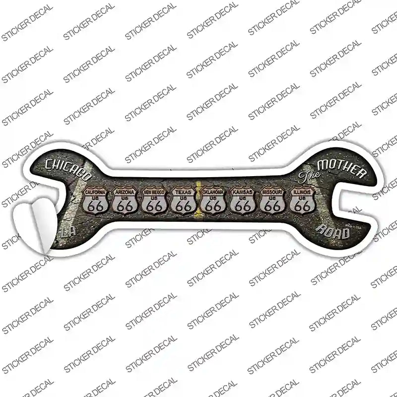 Route 66 Black Top Novelty Wrench Sticker Decal