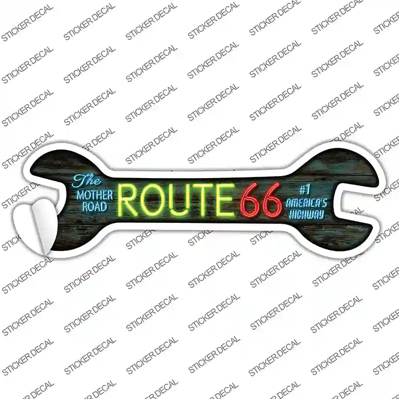 Neon Route 66 Novelty Wrench Sticker Decal