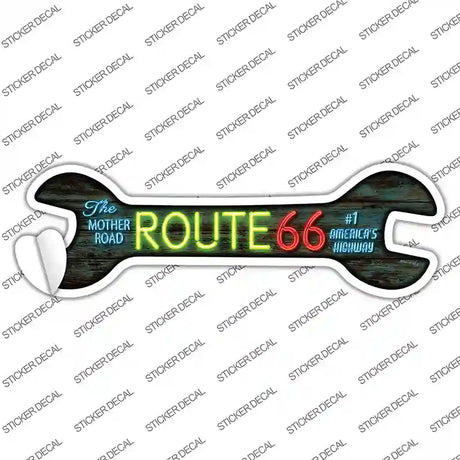 Neon Route 66 Novelty Wrench Sticker Decal
