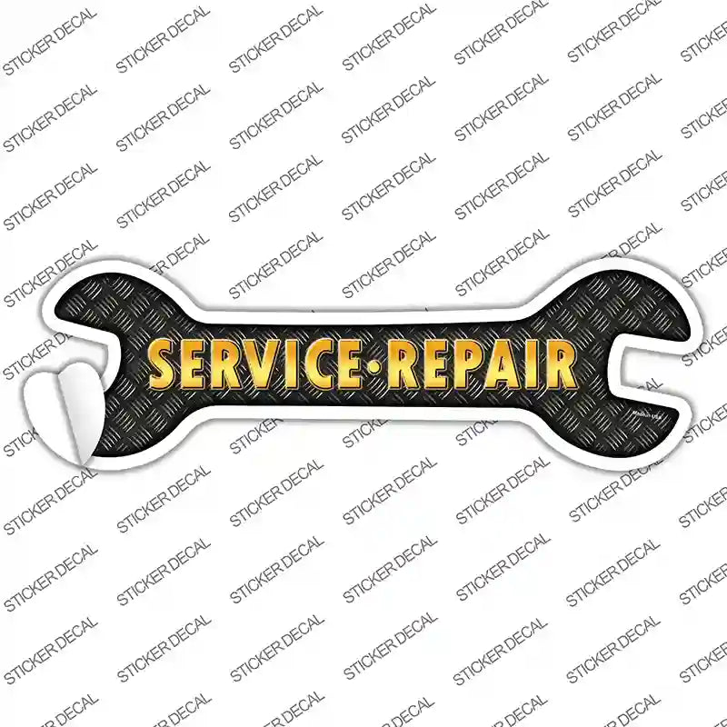 Service Repair Yellow Novelty Wrench Sticker Decal