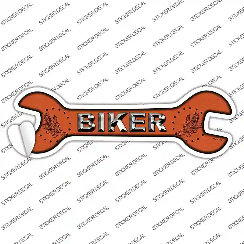 Biker Novelty Wrench Sticker Decal