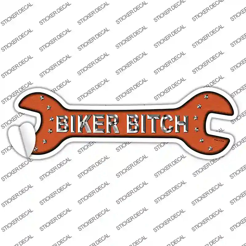 Biker Bitch Novelty Wrench Sticker Decal