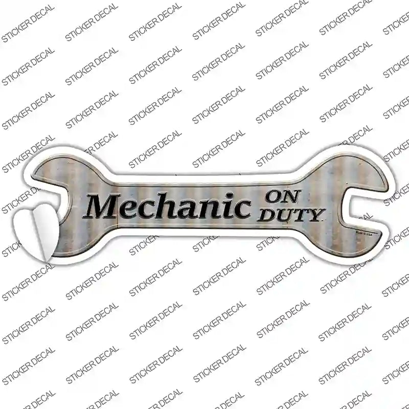 Mechanic On Duty Novelty Wrench Sticker Decal