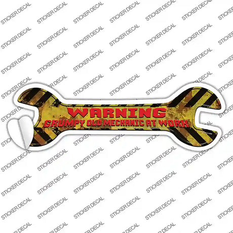 Old Mechanic At Work Novelty Wrench Sticker Decal
