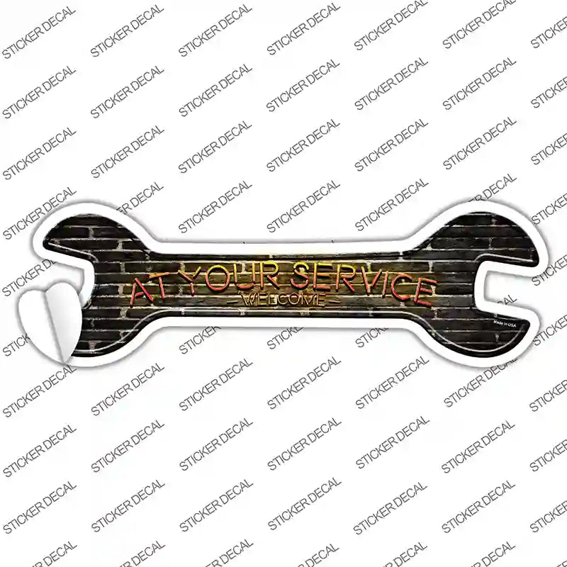 At Your Service Novelty Wrench Sticker Decal