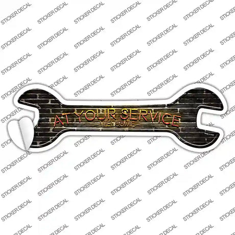 At Your Service Novelty Wrench Sticker Decal