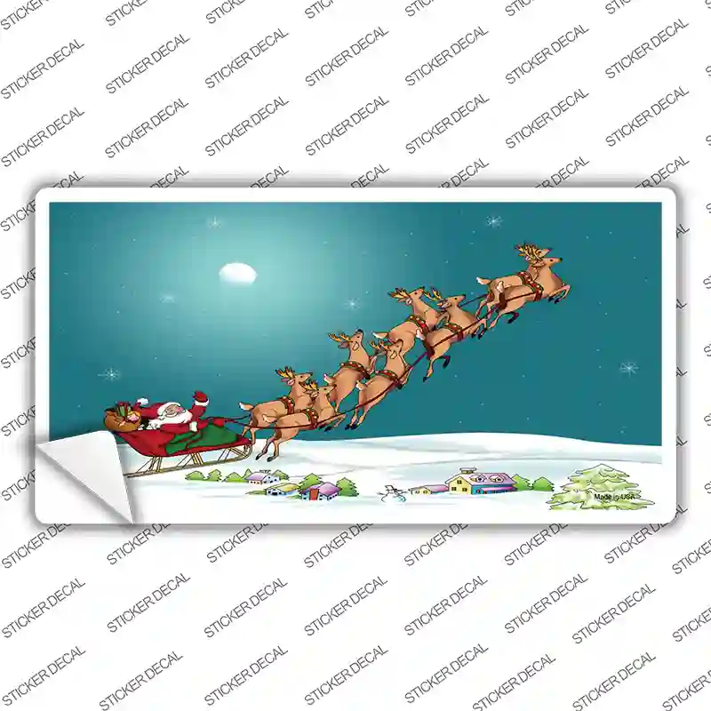 Santa And Reindeer Novelty Sticker Decal