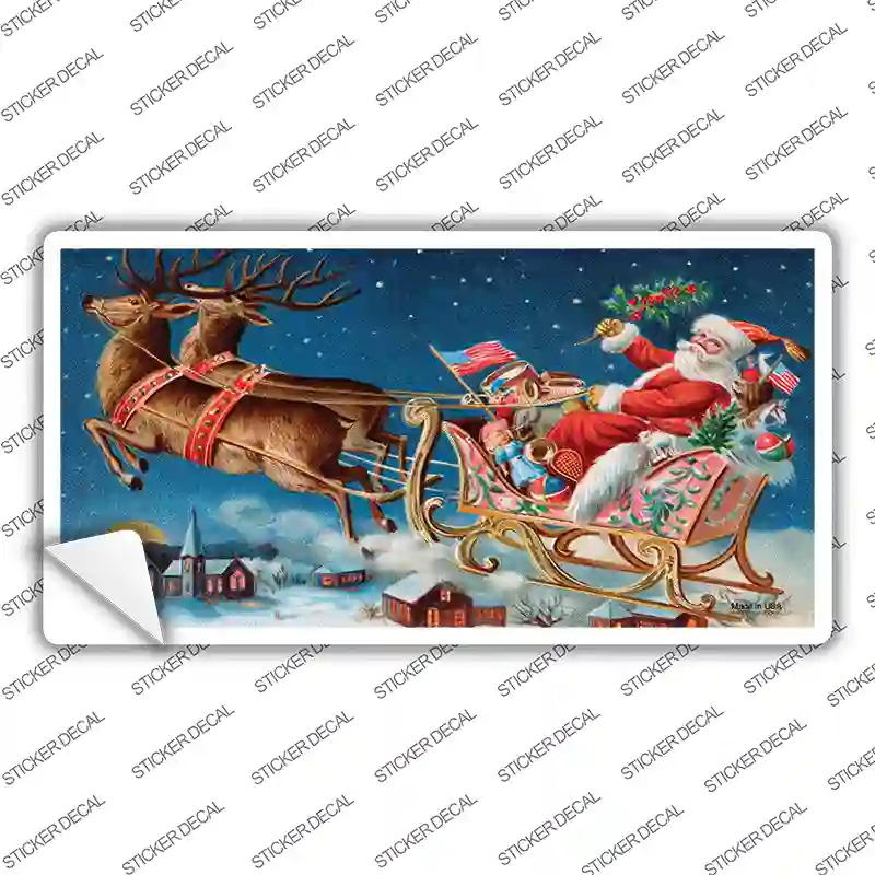 Santa Sleigh Novelty Sticker Decal