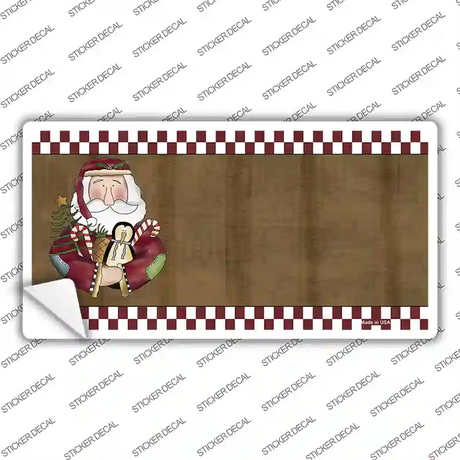 Santa With Rag Doll Novelty Sticker Decal