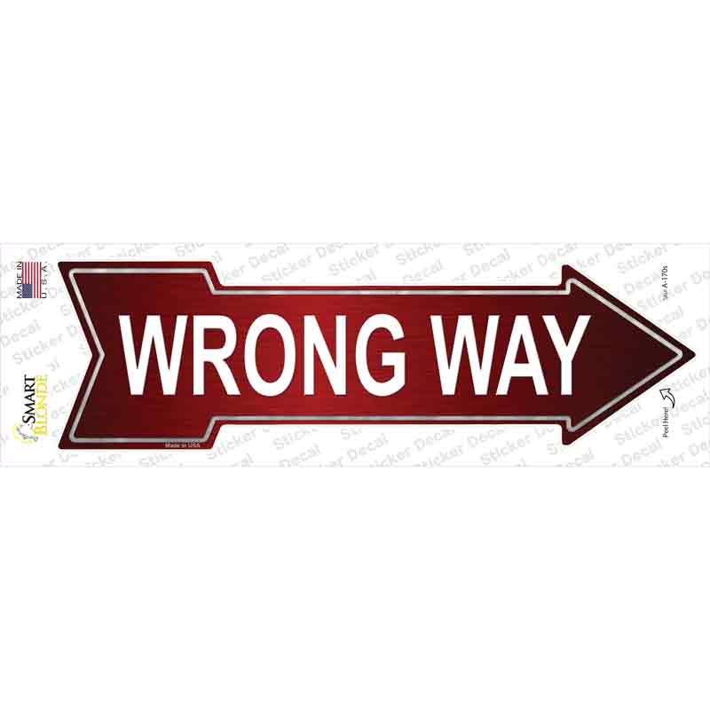 Wrong Way Novelty Arrow Sticker Decal