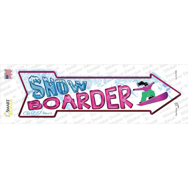 Snowboarder Girl Novelty Arrow Sticker Decal