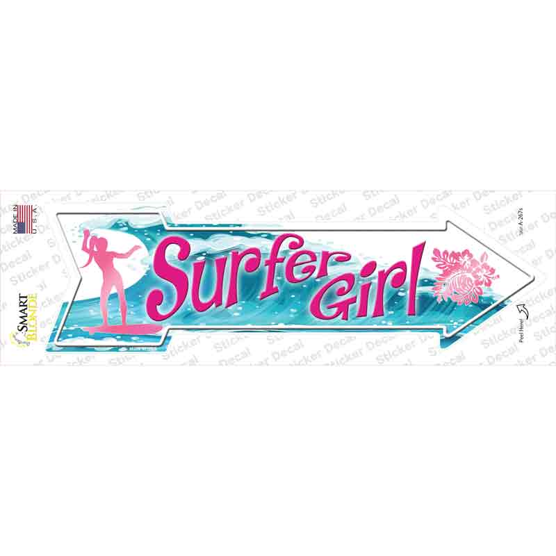 Surfer Girl Novelty Arrow Sticker Decal
