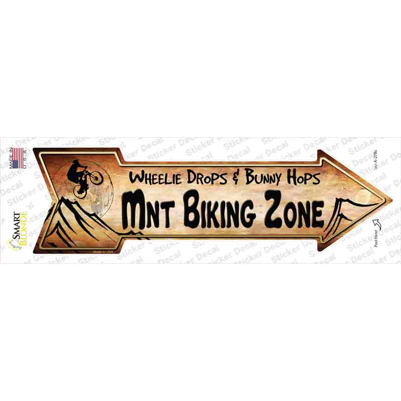 Mountain Biking Zone Novelty Arrow Sticker Decal