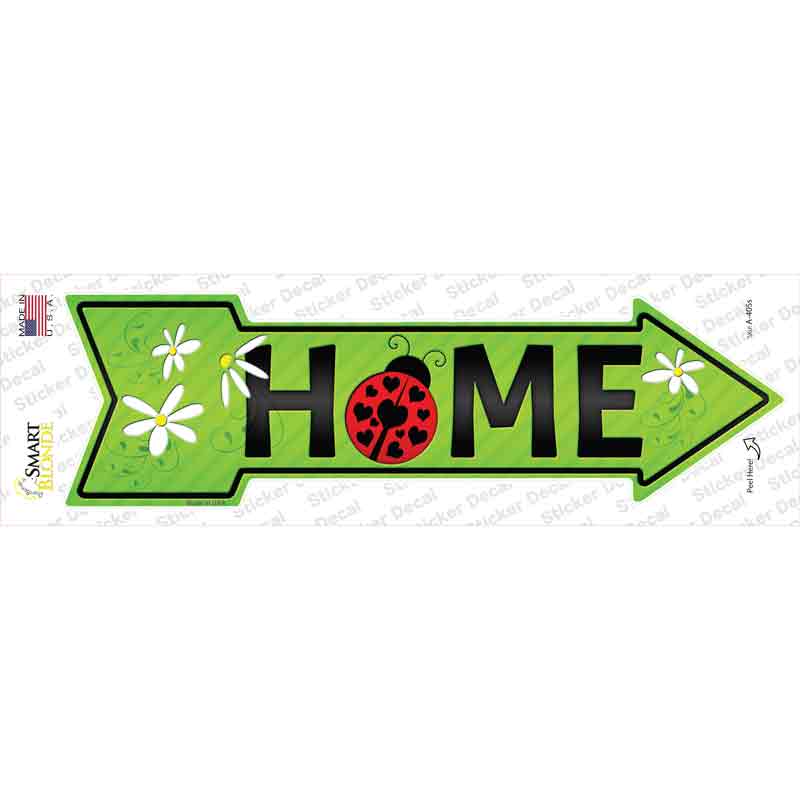 Home with Ladybug Novelty Arrow Sticker Decal