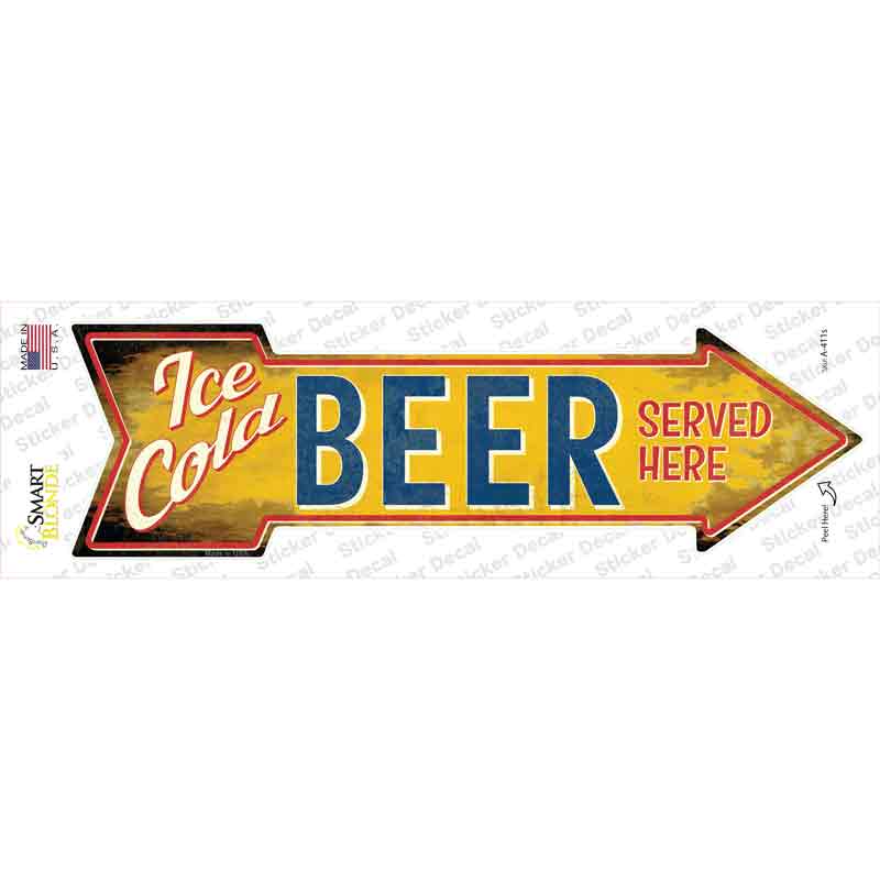 Ice Cold Beer Served Here Novelty Arrow Sticker Decal