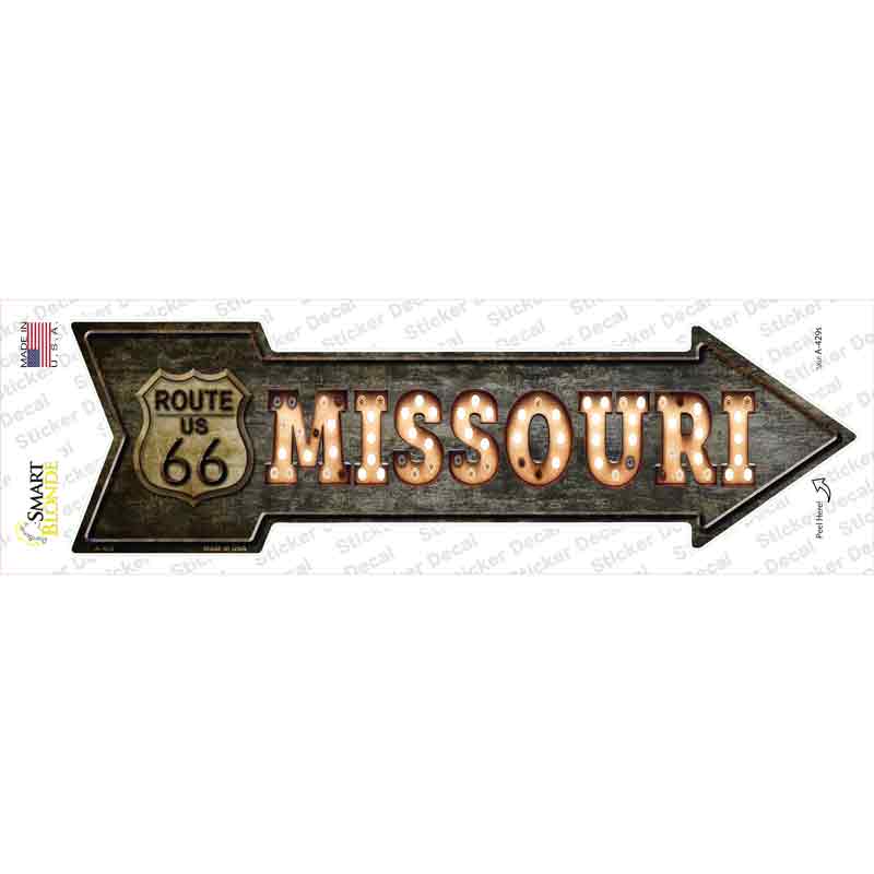 Missouri Route 66 Bulb Letters Novelty Arrow Sticker Decal