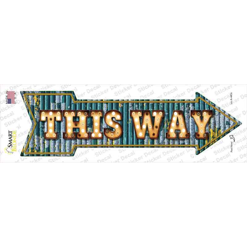 This Way Bulb Letters Novelty Arrow Sticker Decal