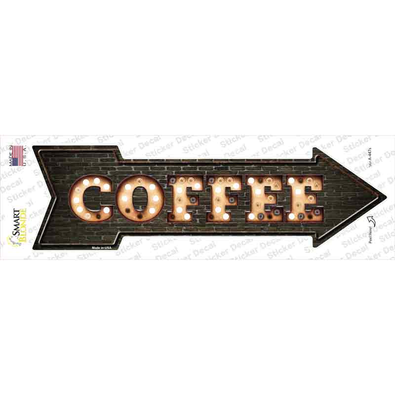 Coffee Bulb Letters Novelty Arrow Sticker Decal