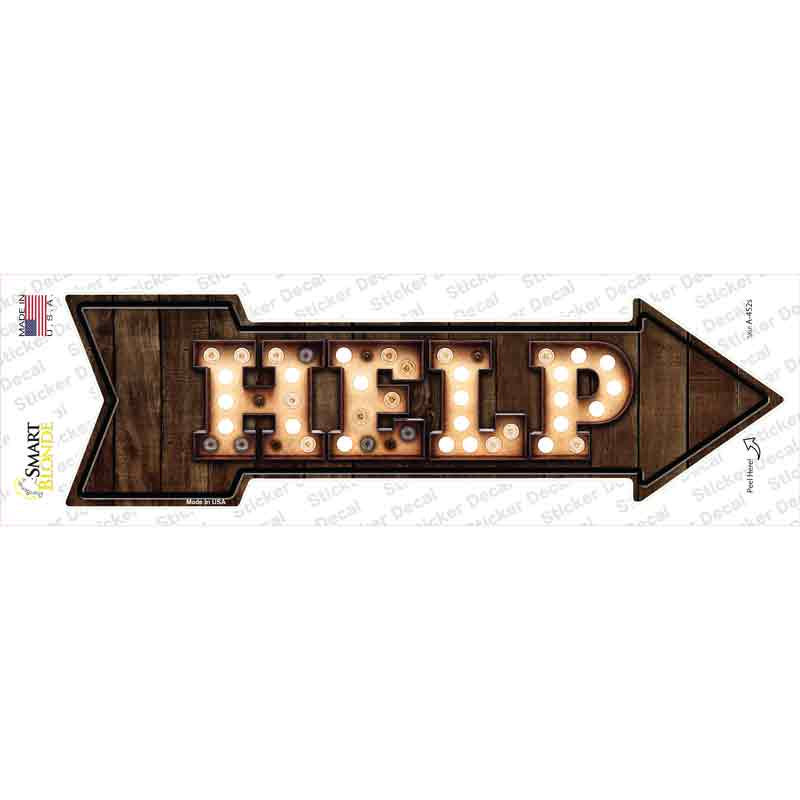 Help Bulb Letters Novelty Arrow Sticker Decal