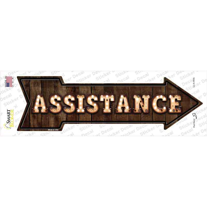 Assistance Bulb Letters Novelty Arrow Sticker Decal