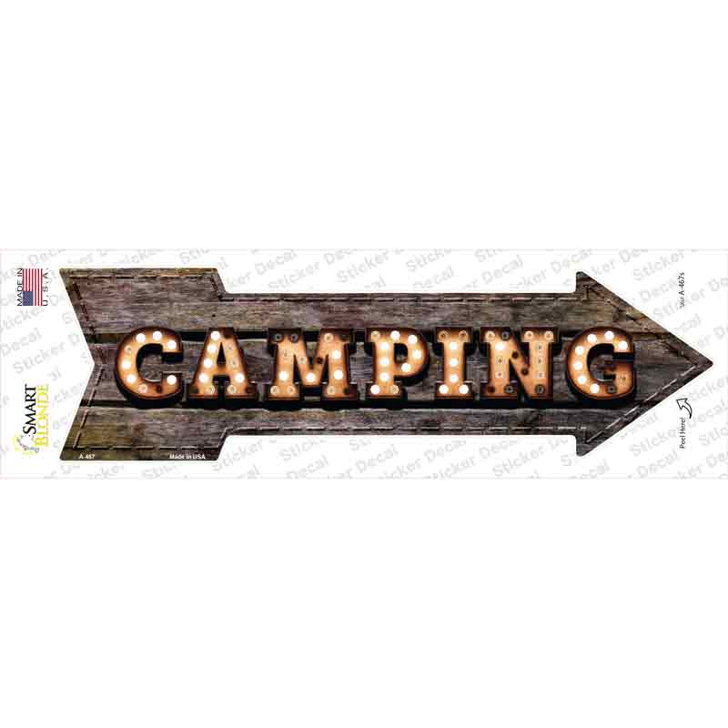Camping Bulb Letters Novelty Arrow Sticker Decal