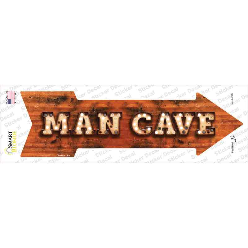 Man Cave Bulb Letters Novelty Arrow Sticker Decal