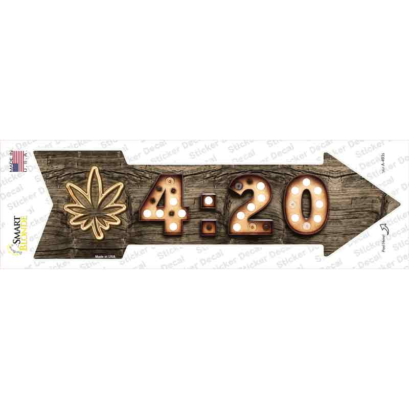 4:20 Bulb Letters Novelty Arrow Sticker Decal