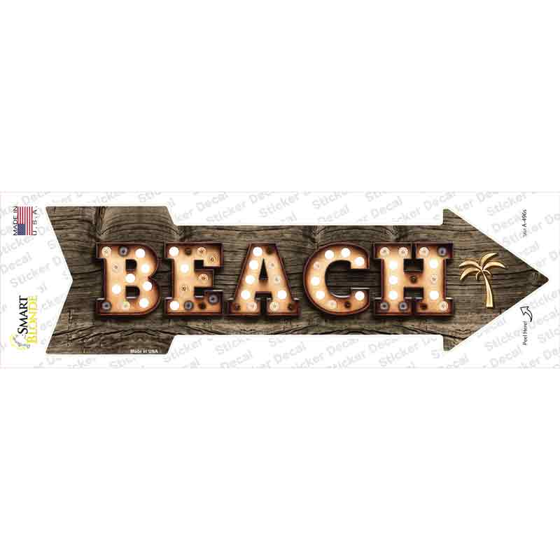 Beach With Trees Bulb Letters Novelty Arrow Sticker Decal
