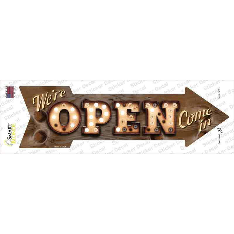 Were Open Bulb Letters Novelty Arrow Sticker Decal