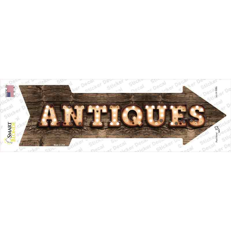 Antiques Bulb Letters Novelty Arrow Sticker Decal