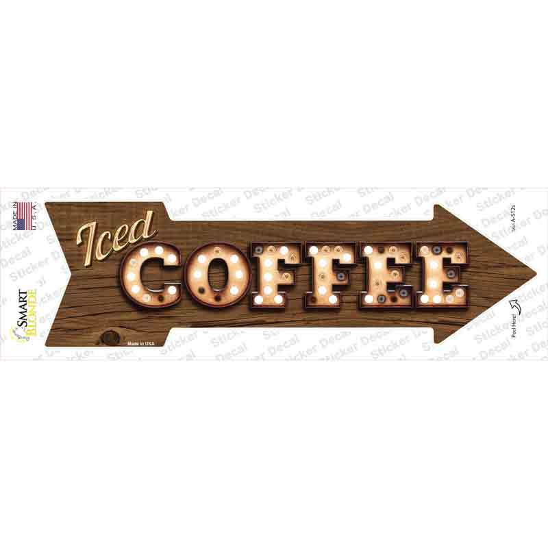 Iced Coffee Bulb Letters Novelty Arrow Sticker Decal
