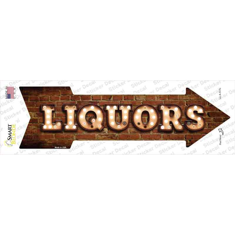Liquors Bulb Letters Novelty Arrow Sticker Decal