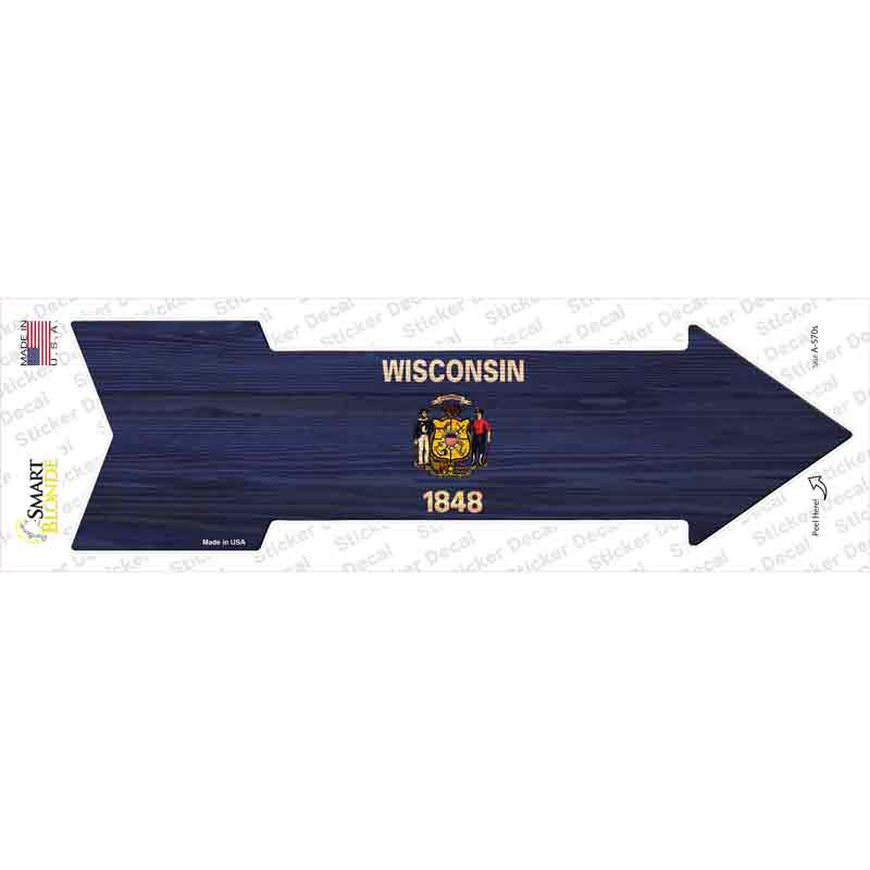 Wisconsin State Flag Novelty Arrow Sticker Decal