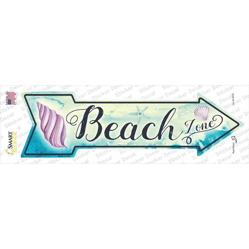 Beach Zone Novelty Arrow Sticker Decal