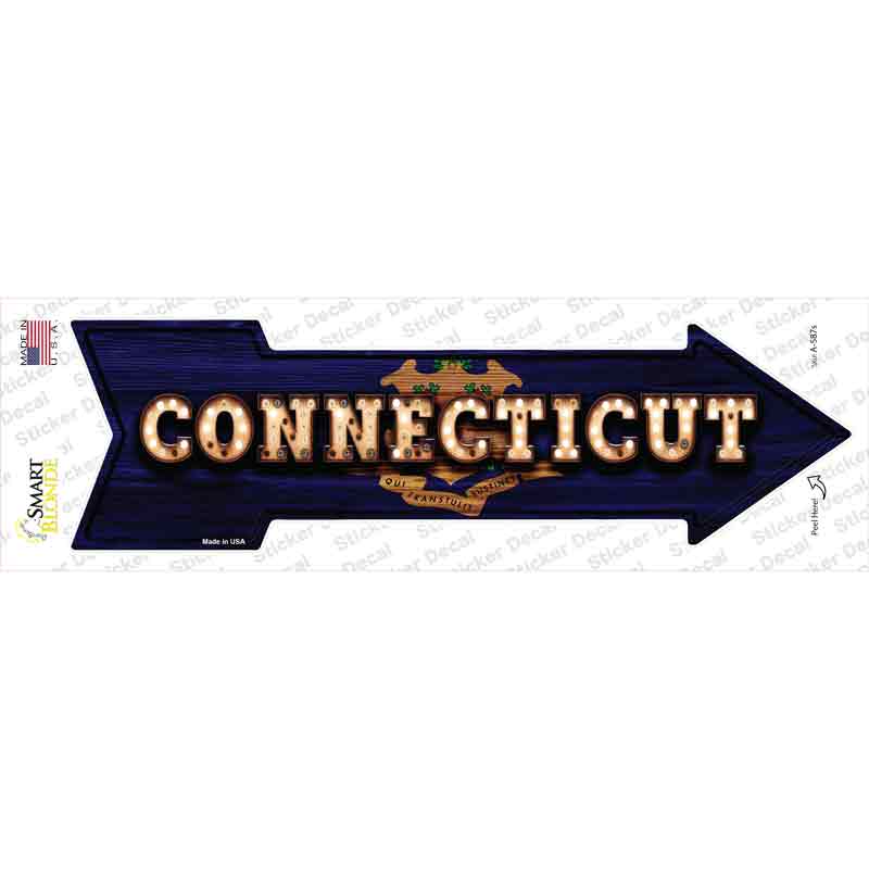 Connecticut Bulb Lettering Novelty Arrow Sticker Decal