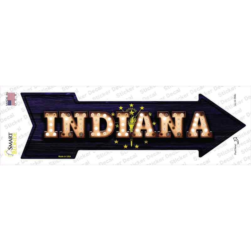 Indiana Bulb Lettering Novelty Arrow Sticker Decal