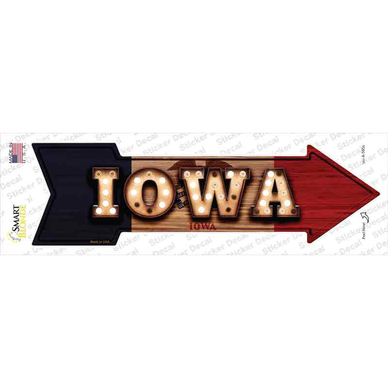 Iowa Bulb Lettering Novelty Arrow Sticker Decal