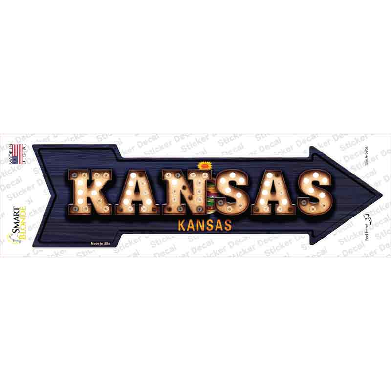 Kansas Bulb Lettering Novelty Arrow Sticker Decal