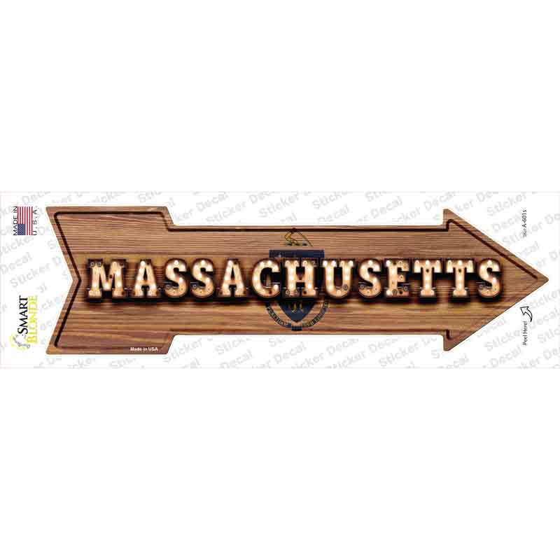 Massachusetts Bulb Lettering Novelty Arrow Sticker Decal