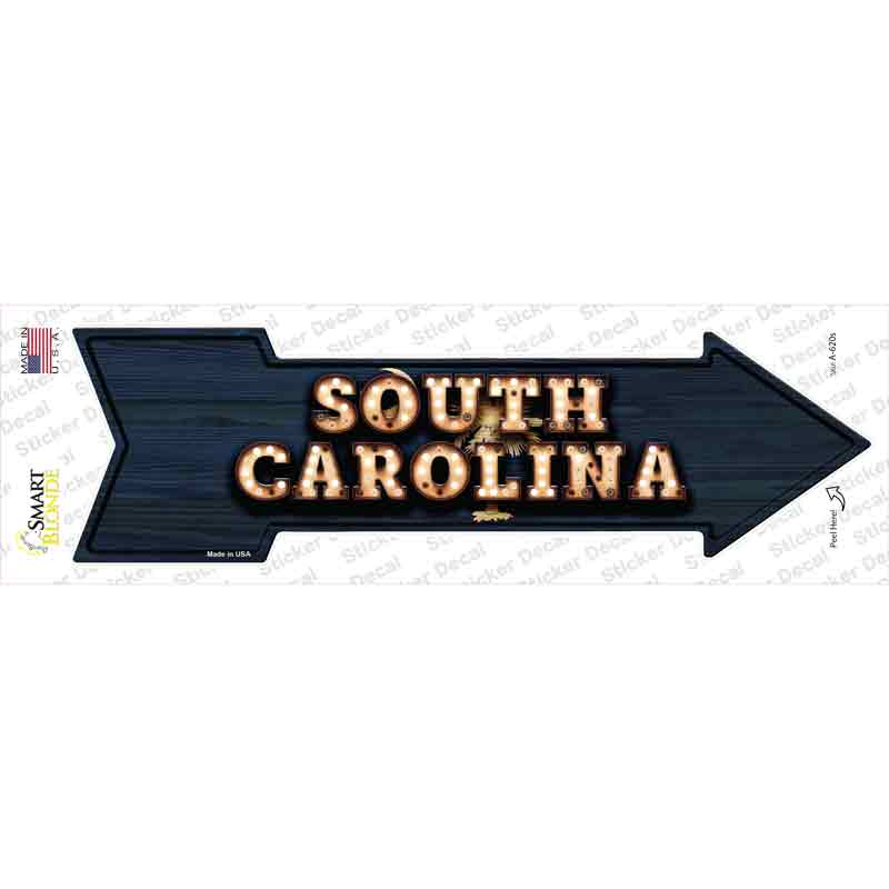 South Carolina Bulb Lettering Novelty Arrow Sticker Decal